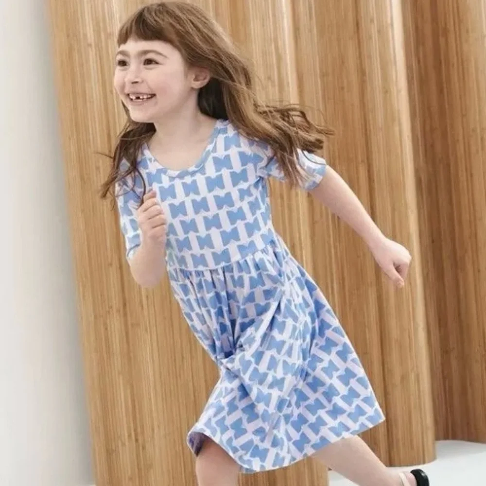 NWT Hanna Andersson Skater Dress with Pockets, Blue Butterflies Size 120 (6-7) - Picture 3 of 8